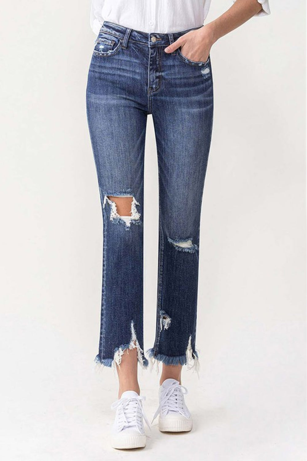 Jackie High Rise Crop Straight Leg Jeans by Lovervet
