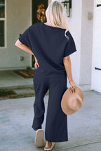 Load image into Gallery viewer, Leisure Luxe Textured Short Sleeve Top and Drawstring Pants Set (multiple color options)
