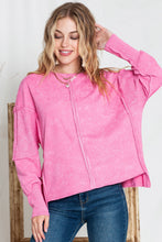 Load image into Gallery viewer, Chilly Day Vibes Exposed Seams Round Neck Dropped Shoulder Sweatshirt (3 color options)
