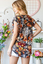 Load image into Gallery viewer, Floral Dreams Ruffled Floral Round Neck Cap Sleeve Blouse

