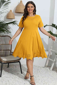 Brighten Your Day Round Neck Openwork Dress (multiple color options)