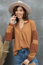 Load image into Gallery viewer, Maple Magic Notched Neck Waffle-Knit Blouse
