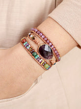 Load image into Gallery viewer, Handcrafted Triple-Layer Amethyst Bracelet
