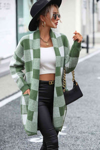Chalet Chic Plaid Dropped Shoulder Cardigan with Pocket (multiple color options)