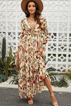 Load image into Gallery viewer, Weekend Away Floral Frill Trim Flounce Sleeve Plunge Maxi Dress (2 color options)
