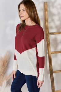 Chase The Moments Color Block Dropped Shoulder Knit Top
