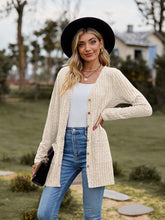 Load image into Gallery viewer, Falling Leaves Ribbed Button-UP Cardigan with Pockets
