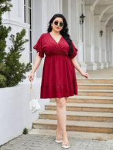 Load image into Gallery viewer, First Crush Ruched Surplice Flounce Sleeve Mini Dress
