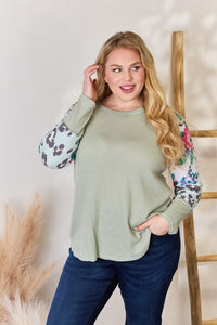 Just Go With It Printed Round Neck Top