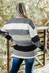 Crossing Lines Striped Slit Long Sleeve T-Shirt (2 color options)