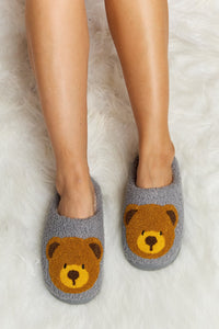 Teddy Bear Print Plush Slide Slippers (multiple color options)