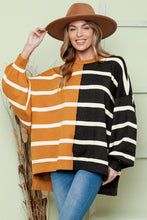 Load image into Gallery viewer, Caramel Comfort Striped Dropped Shoulder Round Neck Top
