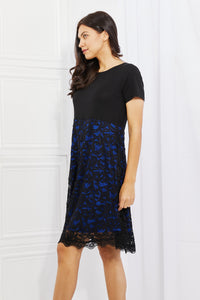 Sweet Valor Contrasting Lace Midi Dress