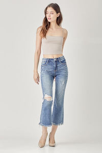 Ryleigh High Waist Distressed Cropped Bootcut Jeans by Risen