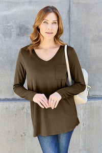 Everyday Happiness V-Neck Long Sleeve Top (multiple color options)