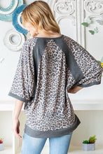 Load image into Gallery viewer, Animal Instincts Leopard Contrast V-Neck Half Sleeve Top
