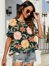Load image into Gallery viewer, Floral Fascination Ruffled Flounce Sleeve Blouse

