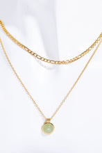 Load image into Gallery viewer, Radiant Rhythm Copper 14K Gold Pleated Round Shape Aventurine Pendant Necklace
