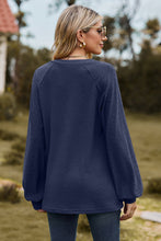 Load image into Gallery viewer, Always On Time Notched Neck Raglan Sleeve Blouse
