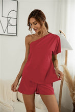 Load image into Gallery viewer, At Last One Shoulder Asymmetry Lounge Top &amp; Shorts (multiple color options)
