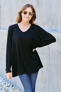 Everyday Happiness V-Neck Long Sleeve Top (multiple color options)