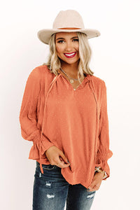 Whimsical Wanderer Swiss Dot Tie Neck Flounce Sleeve Blouse (2 color options)