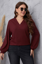 Load image into Gallery viewer, Cozy Cranberry V-Neck Dropped Shoulder Blouse
