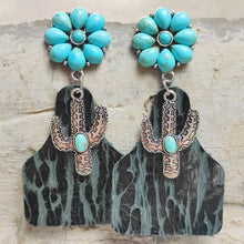 Load image into Gallery viewer, Turquoise Cactus Dangle Earrings (multiple color options)
