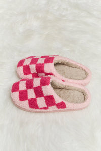 Checkered Print Plush Slide Slippers (multiple color options)