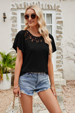 Load image into Gallery viewer, Timeless Calm Spliced Lace Flutter Sleeve Top (multiple color options)
