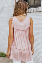 Load image into Gallery viewer, Shine Like a Star: Radiant Pink Foil Frill Trim Sleeveless Top
