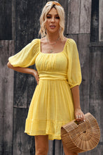 Load image into Gallery viewer, What A Girl Wants Tie-Back Ruffled Hem Square Neck Mini Dress (multiple color options)
