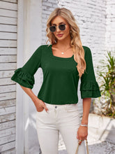 Load image into Gallery viewer, Ruffled Square Neck Half Sleeve Top (multiple color options)
