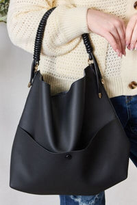 Casual Couture Vegan Leather Handbag with Pouch