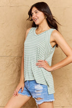 Load image into Gallery viewer, Talk To Me Striped Sleeveless V-Neck Top in Green
