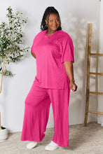 Load image into Gallery viewer, All About Comfort Round Neck Slit Top and Pants Set (multiple color options)
