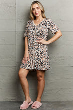 Load image into Gallery viewer, Mornings In Bed Button Down Sleepwear Dress in Leopard
