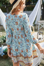 Load image into Gallery viewer, Boho Blooms Tied Balloon Sleeve Mini Dress (multiple color options)
