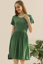 Load image into Gallery viewer, Ready On The Daily Round Neck Ruched Dress with Pockets (multiple color options)
