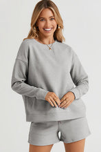 Load image into Gallery viewer, Leisure Luxe Texture Long Sleeve Top and Drawstring Shorts Set (multiple color options)
