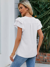 Load image into Gallery viewer, V-Neck Flounce Sleeve Blouse (multiple color options)

