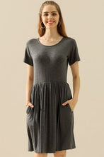 Load image into Gallery viewer, Ready On The Daily Round Neck Ruched Dress with Pockets (multiple color options)
