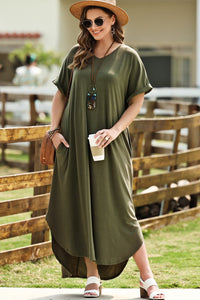 Relaxed Rhythm V-Neck Short Sleeve Maxi Dress (2 color options)