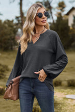 Load image into Gallery viewer, Always On Time Notched Neck Raglan Sleeve Blouse
