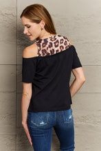 Load image into Gallery viewer, Wild Romance Leopard Print Round Neck Cold Shoulder Blouse
