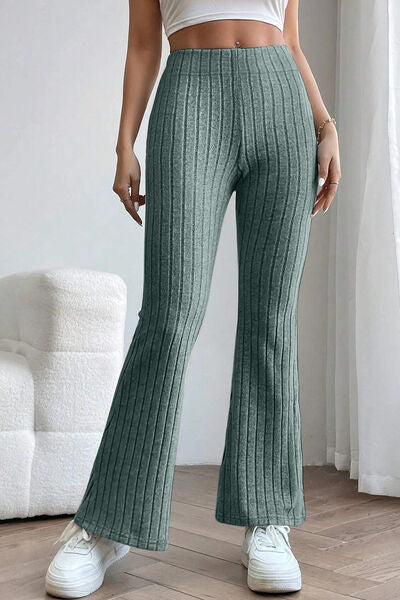 Easygoing Essential Ribbed High Waist Flare Pants (multiple color options)