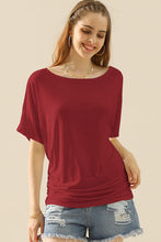 Load image into Gallery viewer, Only Time Will Tell Boat Neck Short Sleeve Ruched Side Top (multiple color options)
