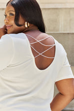 Load image into Gallery viewer, Pearly White Criss Cross Pearl Detail Open Back T-Shirt

