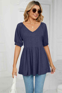 Basic Bliss V-Neck Babydoll Top (multiple color options)