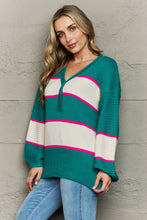 Load image into Gallery viewer, Falling for You Striped Dropped Shoulder Side Slit Sweater (2 color options)
